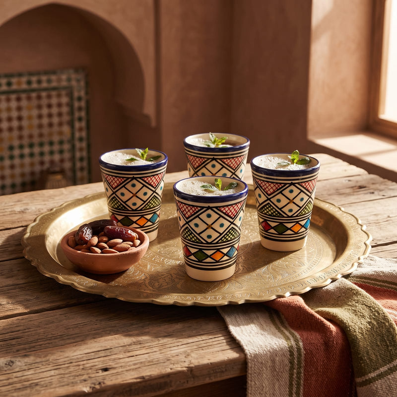 Marokkanische Keramikbecher – Handbemalt