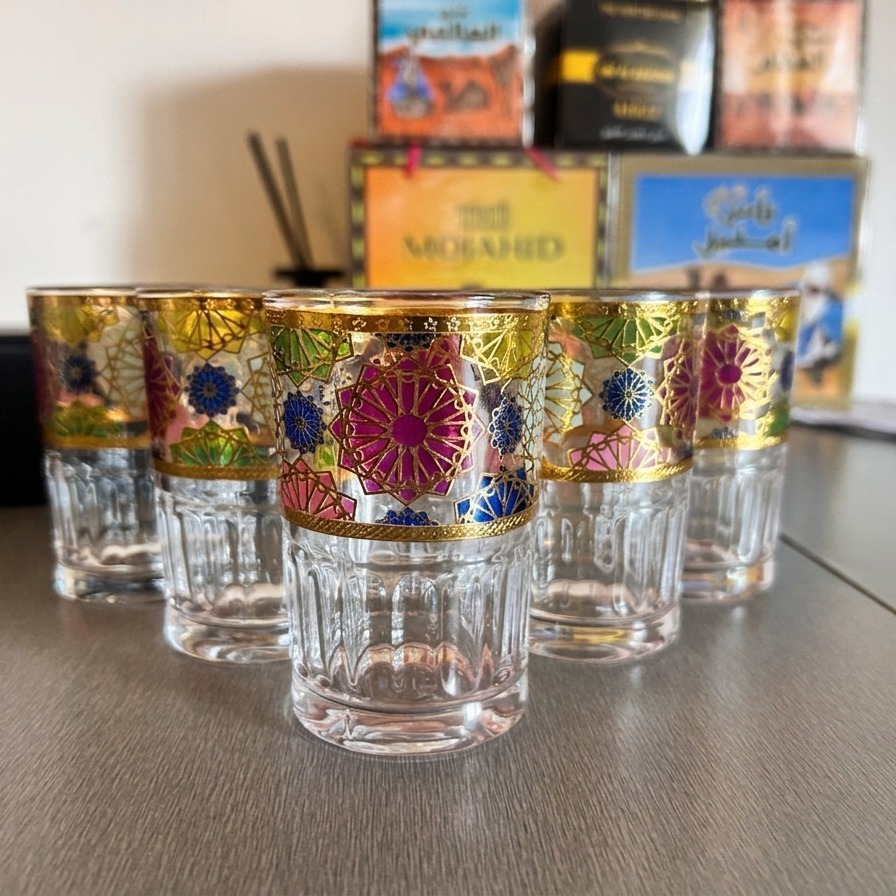 Marokkanisches Teeglas-Set "Mosaik" – | 6er Set