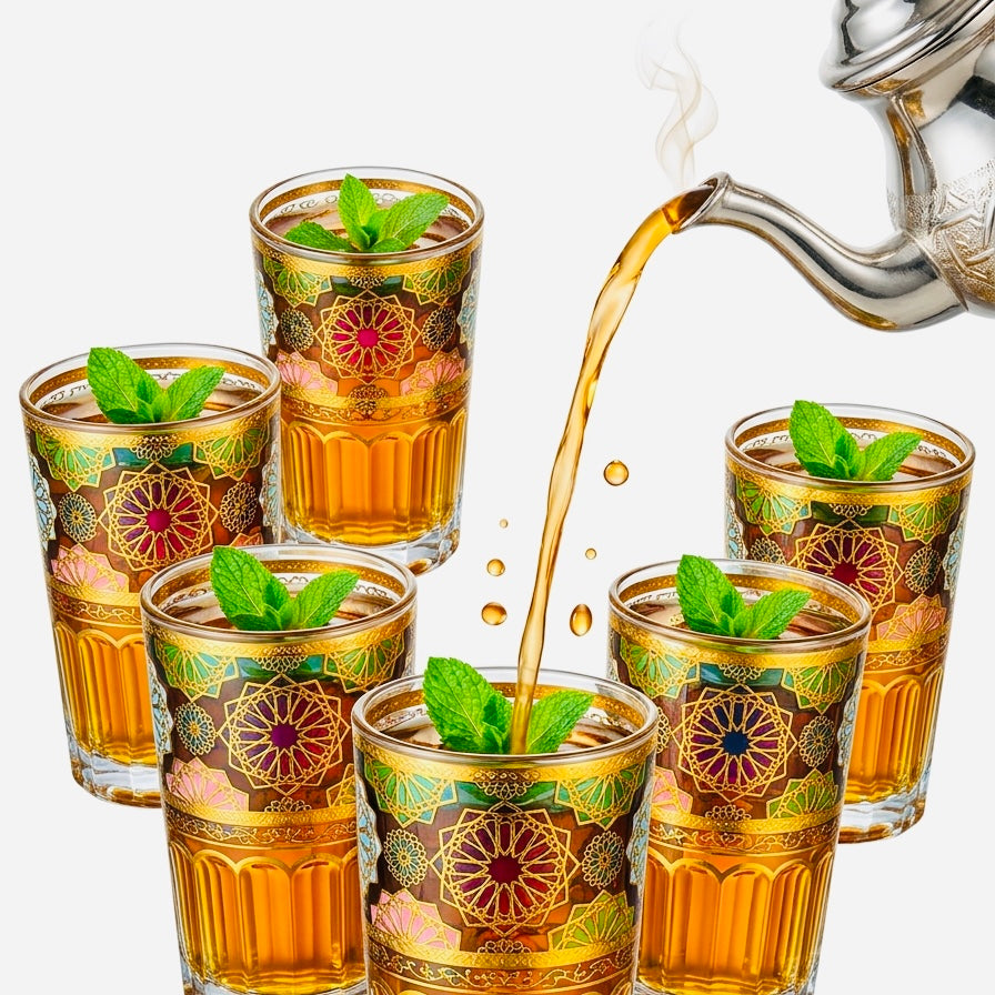 Marokkanisches Teeglas-Set "Mosaik" – | 6er Set