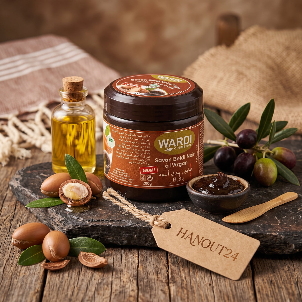 Marokkanische schwarze Seife Beldi mit Argan